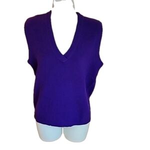 Vintage Talbots Vneck Lambswool Sleeveless Sweater Vest Purple Size Small